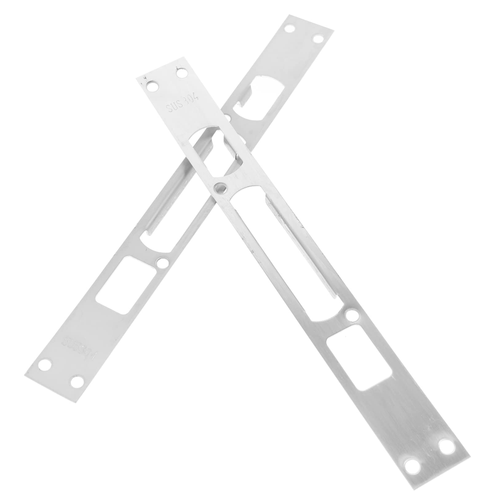 Photo 1 of jojofuny 2pcs 10.23 X 1.18 X 0.31 InchDoor Security Strike Plates, StainlessKick Plate Larson Storm Door Strike Plate Door Security Plates Jamb Reinforcement Plate Deadbolt Cover