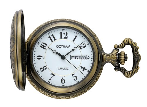 Gotham Silver Quartz Pocket Watch Gotham Men's Antiqued Bronze