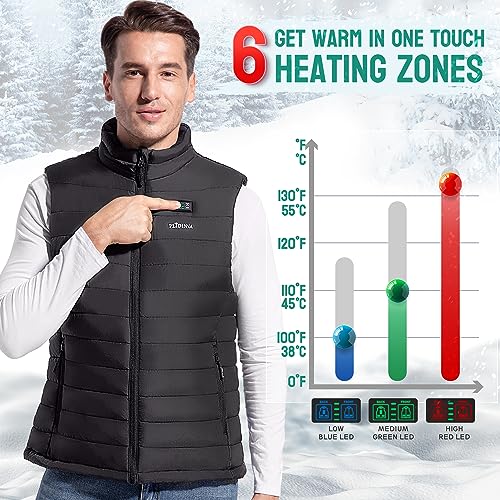 PLIDINNA Men's Heated Vest Lightweight Warm Jacket With Battery Pack 7.4V Electric Heating Vest for Hunting/Fishing/Outdoor Sports(Black,S)