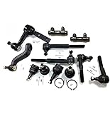 PartsW 12 Pc Suspension Kit for Dodge Ram 1500 1994-1999 RWD Models Adjusting Sleeves Inner & Outer Tie Rod Ends Upper & Lower Ball Joints Idler & Pitman Arms