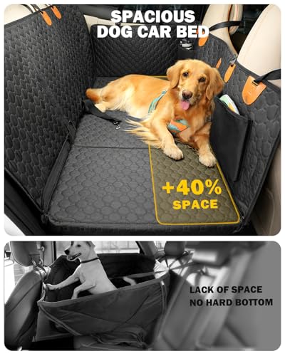 Pawccoli Back Seat Extender for Dogs, Waterproof Dog Car Seat Cover for Back Seat with Hard Bottom, Upgraded Material, Anti Scratch, Easy to Use and Clean, Holds 420lbs