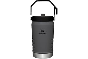 Stanley IceFlow Stainless Steel Water Jug with Straw, Vacuum Insulated Water Bottle for Home and Office, Reusable Tumbler with Straw Leak Resistant Flip, Charcoal, 40OZ
