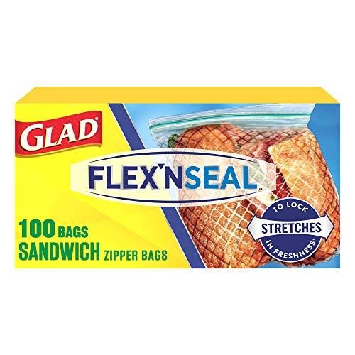 GLAD FLEXN' SEAL Zipper Food Storage Sandwich Bags, OntheGo Snack and Lunch Bags, Zipper
