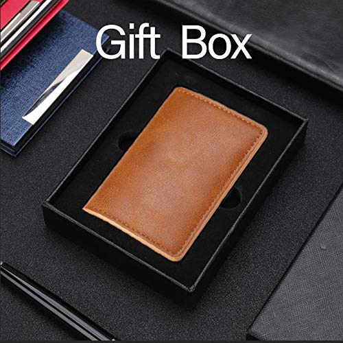 Wallet Slim Wallet Credit Card Holder for Men RFID Fiber Money Clip Wallet Metal Leather Material with Money Pocket (Brown Leather)