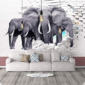 Wall Mural 3D Image of Elephant Removable Self-Adhesive Large Wallpaper - 66x96 inches