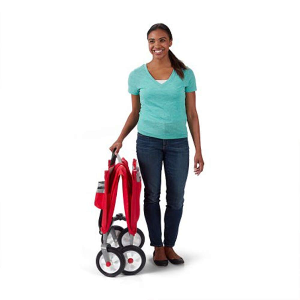 Stroller Wagon for Kids, Baby Stroller, Outside Toys for Toddlers 1-3, Rolling Cart, Beach Cart, Radio Flyer 3-in-1 Off-Road EZ Fold Wagon with Canopy, Red, Foldable, for Ages 1.5+ Years