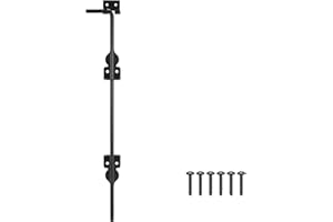 YONSIN 18" Cane Bolt Heavy Duty Drop Rod Gate Stopper Hardware, Gate Ground Latch for Wooden Fences Metal Gates Doors, Gate Drop Pin for Holding Gate to The Ground, Black Finish