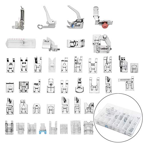 Sewing Machine Presser Feet Set 42 Pcs for Brother, Babylock, Singer, Janome, Elna, Toyota, New Home, Simplicity, Necchi, Kenmore, and Most of Low Shank Sewing Machines