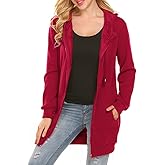 Locryz Women's Zip Up Hoodies Long Tunic Sweatshirts Oversized Fleece Sweatshirt Long Hoodie Fall Jacket Coat with Pocket