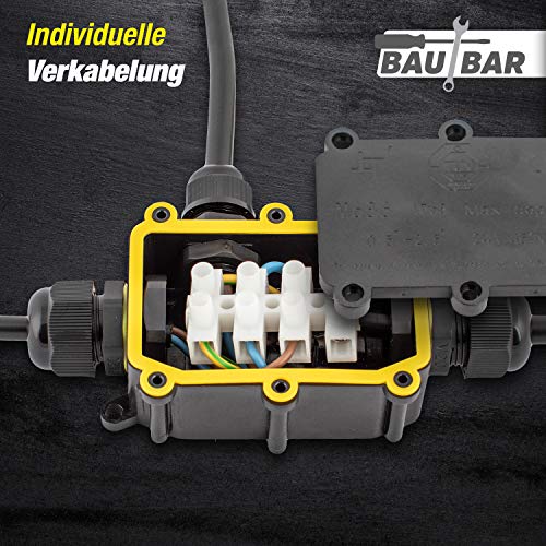 BAUBAR IP68 Abzweigdose (3-Fach) | wasserdichter Kabelverbinder für Kabel mit Ø 4-12mm | TÜV-Zertifizierung | schwarz… – Bild 4