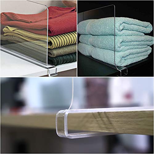 Mebbay 6 Pack Clear Acrylic Shelf Dividers for Closet, Wood Closets Shelf Separator and Organizer, for Kitchen Cabinets, Bookcases, No Installation Tools Required