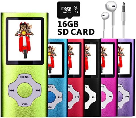VOLGER DIGITAL 16GB Versatile Mini MP3 MP4 Music Player Internal Micro SD Card Lossless Sound Hi-Fi Entry Video Movie Player FM Radio Voice Recording Photo Viewer E-book Reader Media Player (Green)