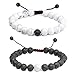 Distance Relationship Couple Bracelet Black Lava Rock & Howlite Stone for Lovers Friendship Bracelet