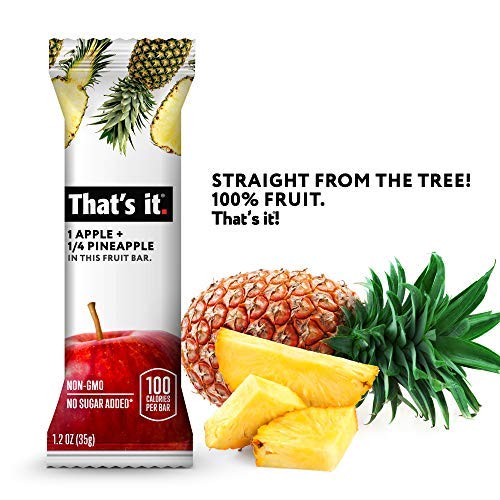 That's it. Apple + Pineapple 100% Natural Real Fruit Bar, Best High Fiber Vegan, Gluten Free Healthy Snack, Paleo for Children & Adults, Non GMO No Added Sugar, No Preservatives Energy Food (12 Pack)