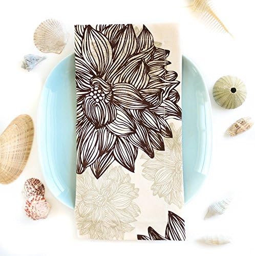 Island Picnic Organic Cotton Napkins -- Evelyn &amp; Janette Brown Flowers, Set of Four