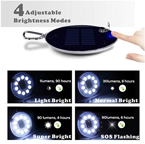 Solar Camping Light, Magnetic Solar-Powered White LED Light Waterproof IPX7 Portable Spotlight Dual Solar and USB Charging Lantern Outdoor Activities, Hiking, Exploration Cellphone Emergency Charging - Thumbnail 3