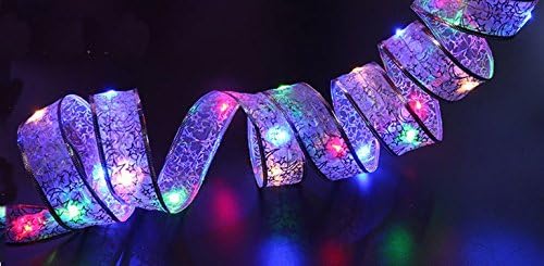 Gogo shopping 3 1.5V AA Battery Powered Lighting 13ft Long LED Decorative Lace Ribbon Bow Lights, 1.57 inch width, 40 LEDS for Wedding, Party (Multi-Color)