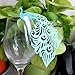 Tinksky 50pcs Wine Glass Table Name Place Card Peacock Design Wedding Party Anniversary Engagement Festival Home Decoration (Blue)