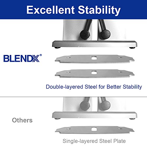 Knife Sharpener,Bavarian Edge Kitchen Knife Sharpener for Japanese Knife Beveled Standard Serrated Blades, Tungsten Carbide Kitchen Knife Sharpens for Hones, Polishes - Silver by BLENDX - Thumbnail 2