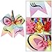 BBTO 6 Pieces Unicorn Shape Cheer Hair Bows Colorful Elastic Headband Grosgrain Bows for Girls, 7 Inch