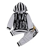 Toddler Infant Baby Boys Girls Full Feathers Long Sleeve Hoodie Tops Sweatsuit Pants Outfit Set (18-24 Months)