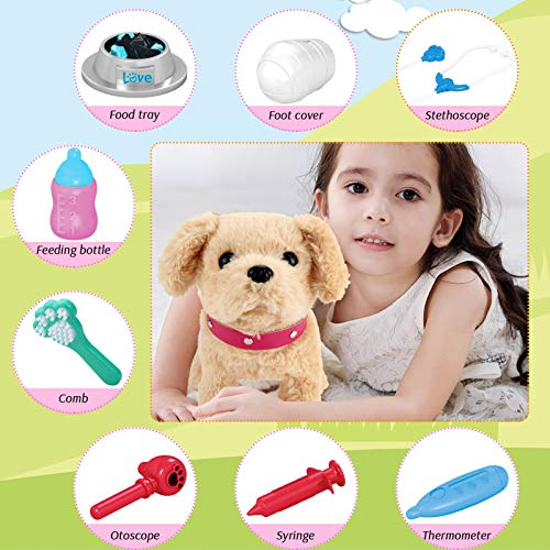 POLARDOR Electronic Pets with Songs, Kids Girls Plush Interactive Dog, Singing, Walking, Barking