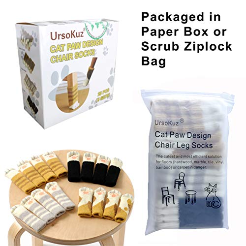 20PCS (5 Sets) Chair Socks Fancy Table Leg Pads with Cute Cat Paws Design, Reliable Furniture and Floor Protector, 4 Different Patterns + 1 Selectable Pattern - Pack of 20 Socks