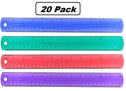 Ruler â€“ Color Jeweltones Rulers â€“ 20 Pack- 12 Inch Measuring Tool â€“ School Supplies, Office Products - By Kidsco
