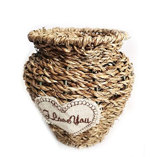 LABAICAi Cesto de Flores Hecho a Mano Cesto de Paja Pastoral de Flores