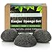 Konjac Sponge 3 Pack and Silicone Brush By Partie Naturals Activated Charcoal - Facial Sponge, 100% Natural Sponge Suction Hook Included