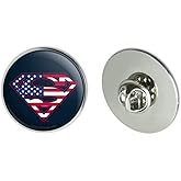 Superman USA American Flag Shield Logo Metal 1.1" Tie Tack Hat Lapel Pin Pinback