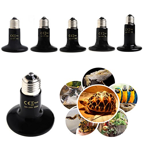 Qupida 50/75/100/150/200 Watt Basking Spot Lamp UVA UVB Pet Reptile Breeding Infrared Ceramic Heater Bulb/Lamp/Light for Reptile and Amphibian Use(100 Watt)