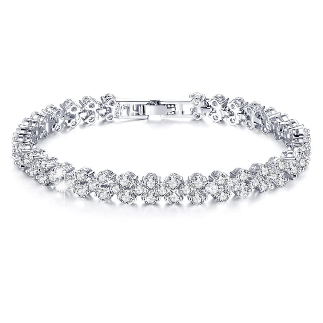 Branets Crystal Bracelet Silver Bracelet for Women Gifts Jewelry Adjustable for Women and Girls