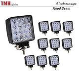 (Pack of 10) TMH 48w Square Shape 60 Degree LED Work Light Flood Lamp Driving Light, Jeep, Off-road, 4wd, 4x4, Utv, Sand Rail, Atv, Suv, Motorbike, Motorcycle, Bike, Dirt Bike, Bus, Trailer, Truck
