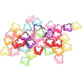 UUYYEO 100 Pcs Colorful Acrylic Beads Mixed Color Flat Beads Loose Spacer Beads Jewelry Making Craft Beads for Bracelet Necklace Butterfly