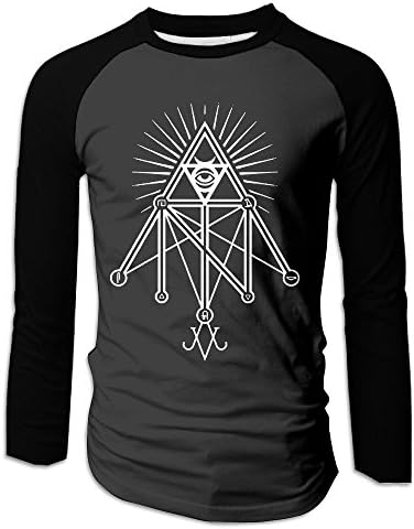 Illuminati Occult Geometric Satanic Crew Neck Long Sleeve Raglan T Shirts Graphic Tee For Men's