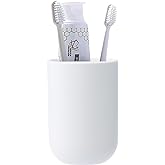 UVIVIU Toothbrush Cup, Bathroom Cup, Toothbrush Holder, Bathroom Tumbler, Plastic, 350ml (White)
