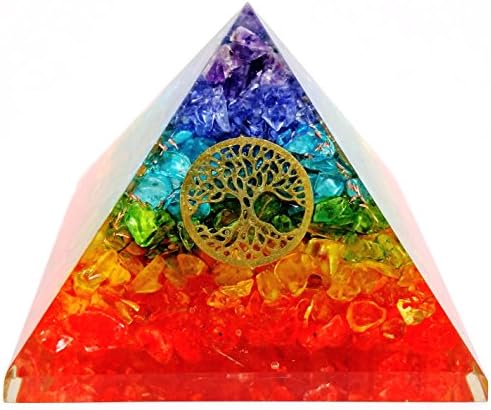 7 Chakra Crystal Tree of Life Orgone Pyramid Kit EMF Protection Meditation Yoga Energy Generator …