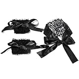 Blidece Women's Ecstasy Black Lace Eye mask and Restraint Handcuffs Sex Sets