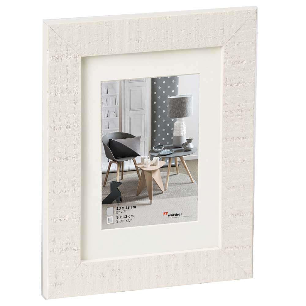 walther design Picture Frame Polar White 13 x 18 cm with PassepArtout, Home Wooden Frame HO318V