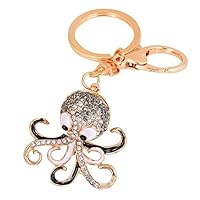 Shangwelluk Lovely Cartoon Octopus Shape Pendant Key Chain Keychain Rhinestone Inlaid Key Ring Bag Purse Wallet Belt Ring Clip Key Fob Keyfob Decor