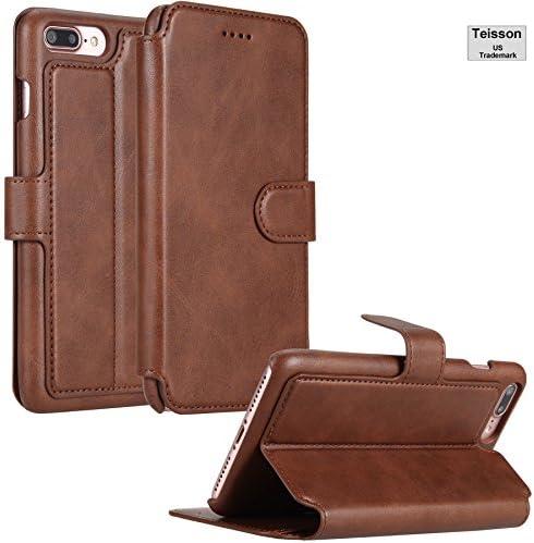 iPhone 7 Plus Case - Teisson Retro Brown Genuine Leather Wallet Case [Flip Book Folio Cover] with Business Card Slots Money Pouch Stand Holder Magnetic Closure for iPhone 7 Plus 5.5" (Retro Brown)