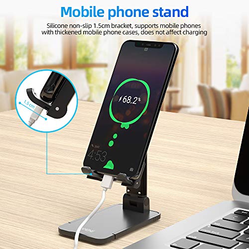 ANMONE Foldable Cell Phone Stand for Desk, Angle Height Adjustable