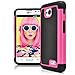 LG L70 Case, LG Optimus Exceed 2 Case, MagicMobile® [Dual Armor Series] Hybrid Impact Resistant LG L70 Shockproof Tough Case Hard Plastic + Silicone Protective Cover for LG Optimus Realm [Black/Pink]