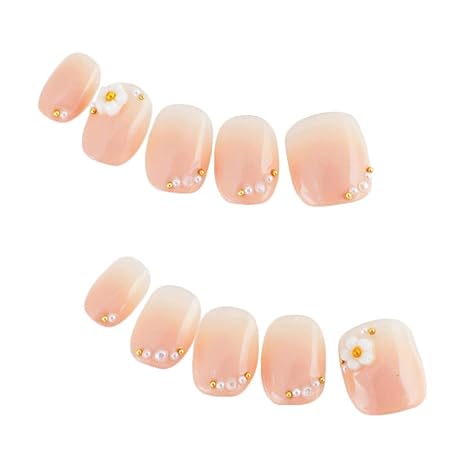 Amazon Co Jp ゆずネイル ネイルチップ ベージュ系 花 シンプル Ol