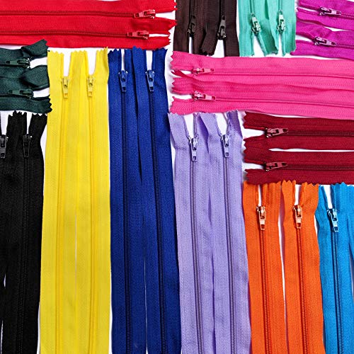 KGS Nylon Zippers | Colorful Zippers for Sewing Crafts | 20 pcs/Pack (9 Inch)