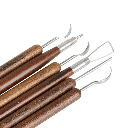 KOBWA 6pcs Carving Tools Wood Handle Clay Sculpting Tools Set Chisel Modeling Clay Tools - Thumbnail 7
