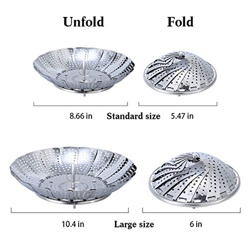UltraOutlet 2 Packs Vegetable Steamer Baskets Stainless Steel Veggie Steamer Insert, Large and Standard Expandable Vegetable Steamer Trays