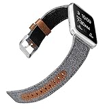 iHillon Bands Compatible Apple Watch 38mm/40mm 42mm/44mm Straps, Elegant Canvas Fabric with Genuine Leather Bands Compatible Apple Watch Series 4, Series 3, Series 2/1, Edition and Sport, Women Men