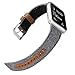 iHillon Bands Compatible Apple Watch 38mm/40mm 42mm/44mm Straps, Elegant Canvas Fabric with Genuine Leather Bands Compatible Apple Watch Series 4, Series 3, Series 2/1, Edition and Sport, Women Men